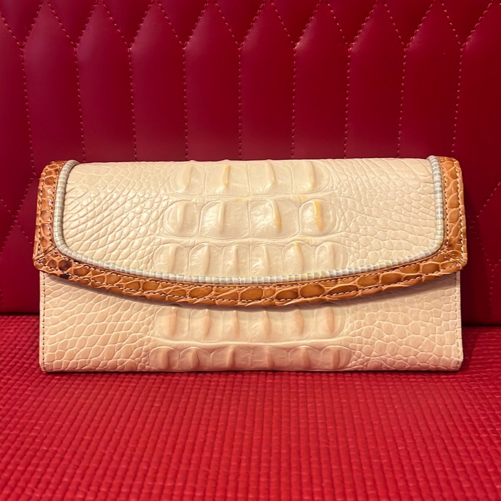 Brahmin Soft Checkbook Teal Tricolot